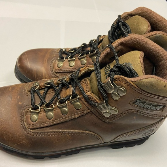 Timberland Unisex Euro Hiker Hiking Boots 100% Brown Leather 7 1/2 EUC - Picture 2 of 13